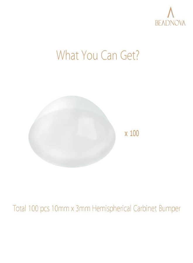 BEADNOVA Cabinet Bumpers 100Pcs Clear Rubber Door Bumpers Cabinet Stoppers Rubber Door Silencers Self Adhesive Furniture Pad for Drawer (Hemispherical, 10x3mm) - Image 3